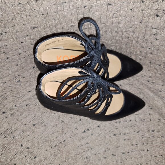 KORS MICHAEL KORS-Black Leather Lace Up Cage Stiletto Booties-Sz 6.5M-NWOB - Picture 7 of 8